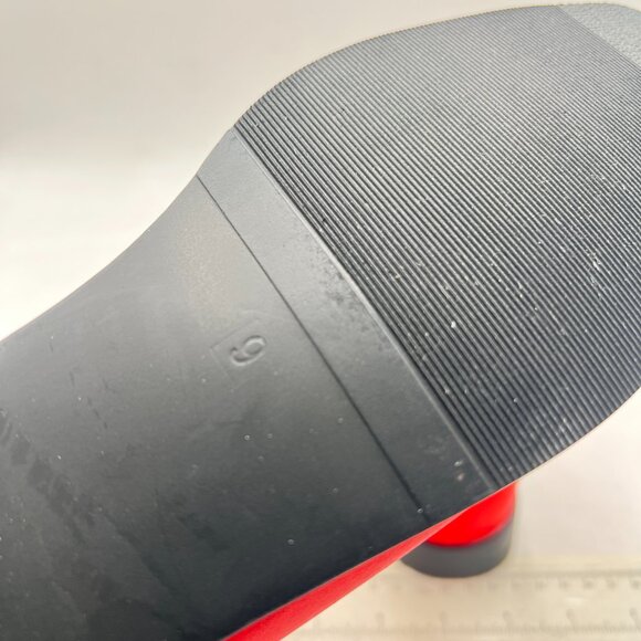 Red Women Square Toe Low Heel Ankle Booots Buckle Comfort Shoes - Picture 5 of 7